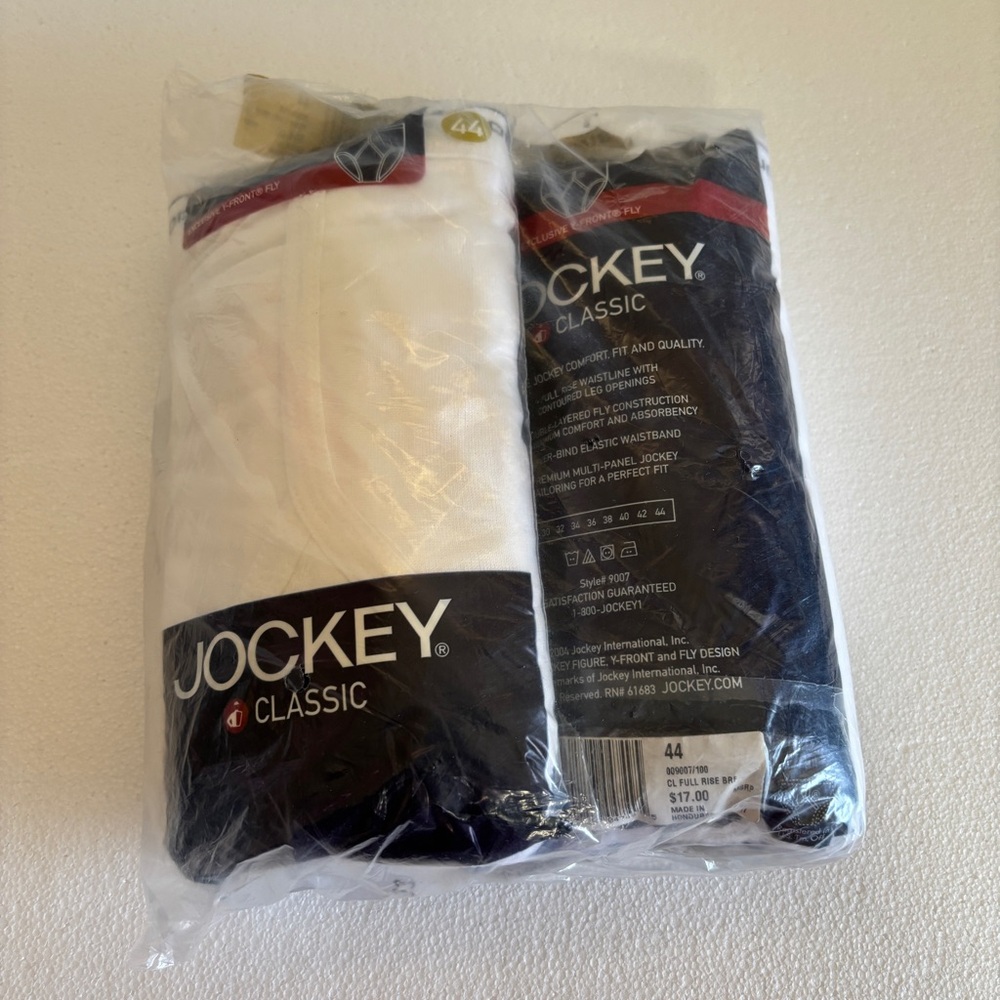 QTY=2 VINTAGE NEW 2004 Mens Jockey Classic 3 Pack Briefs full rise briefs Sz 44